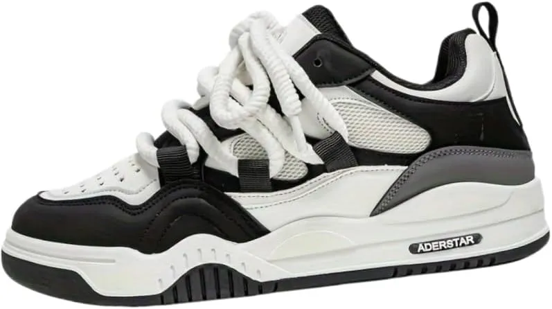 Men's Trendy Street Style Skate Shoes, Comfy Non Slip Lace Up Casual Platform Shoes for Outdoor Activities
