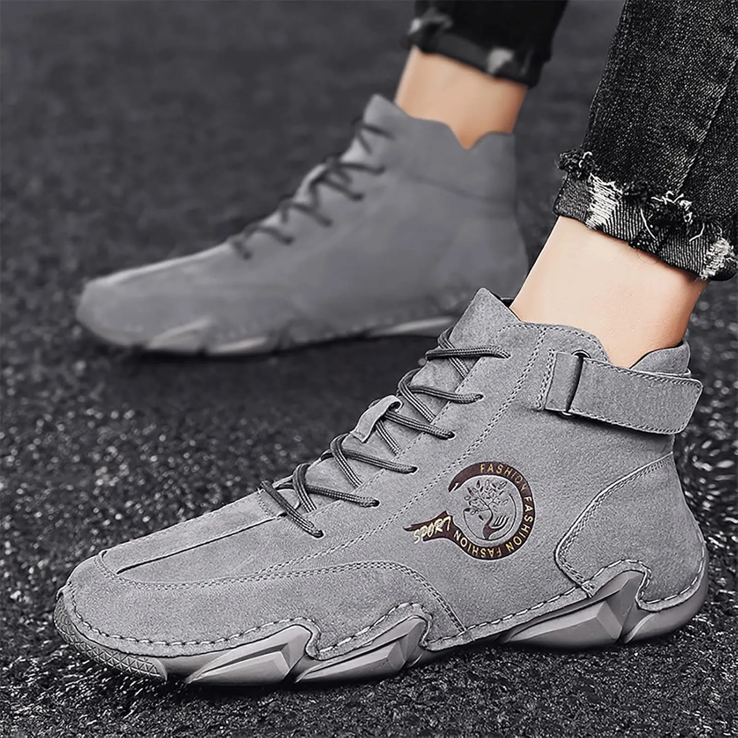 Men's Walking Shoes White Leather Sneakers Men Mens Comfortable Casual Walking Tennis Shoes Slip on Shoes Men