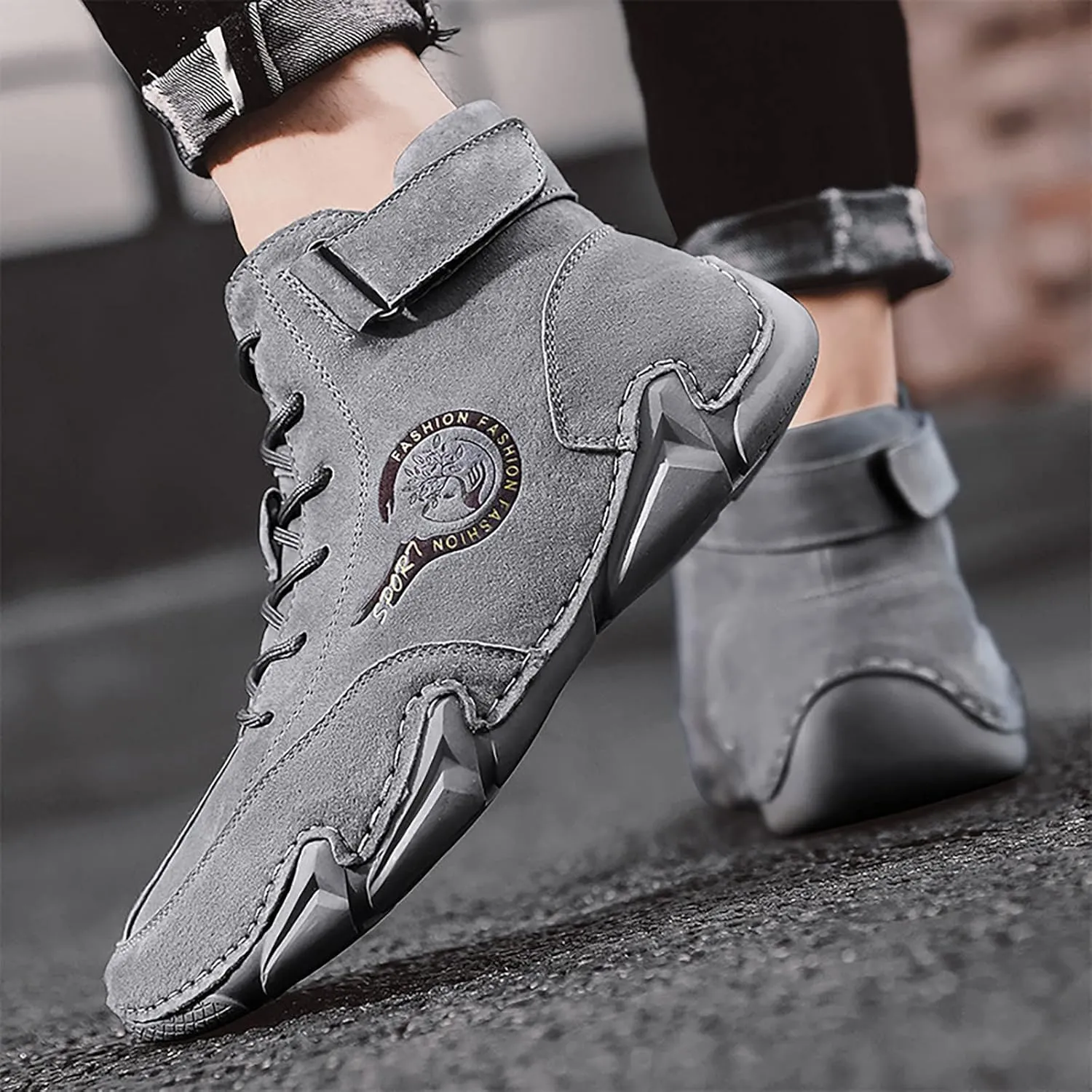 Men's Walking Shoes White Leather Sneakers Men Mens Comfortable Casual Walking Tennis Shoes Slip on Shoes Men