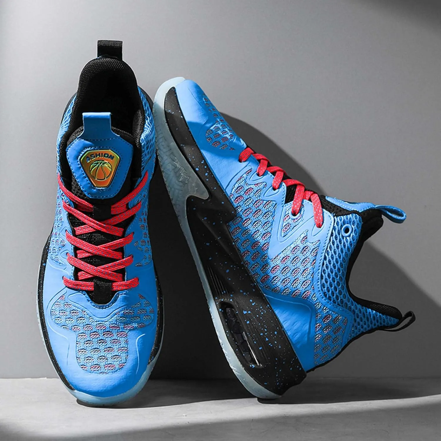 Mens White Lace Up Basketball Shoes Rubber Soles High Elasticity Running Shoes Comfortable and Breathable Badminton Sports Shoes Anti Slip and Wear Resistant Outdoor Hiking Shoes Fitness Shoes