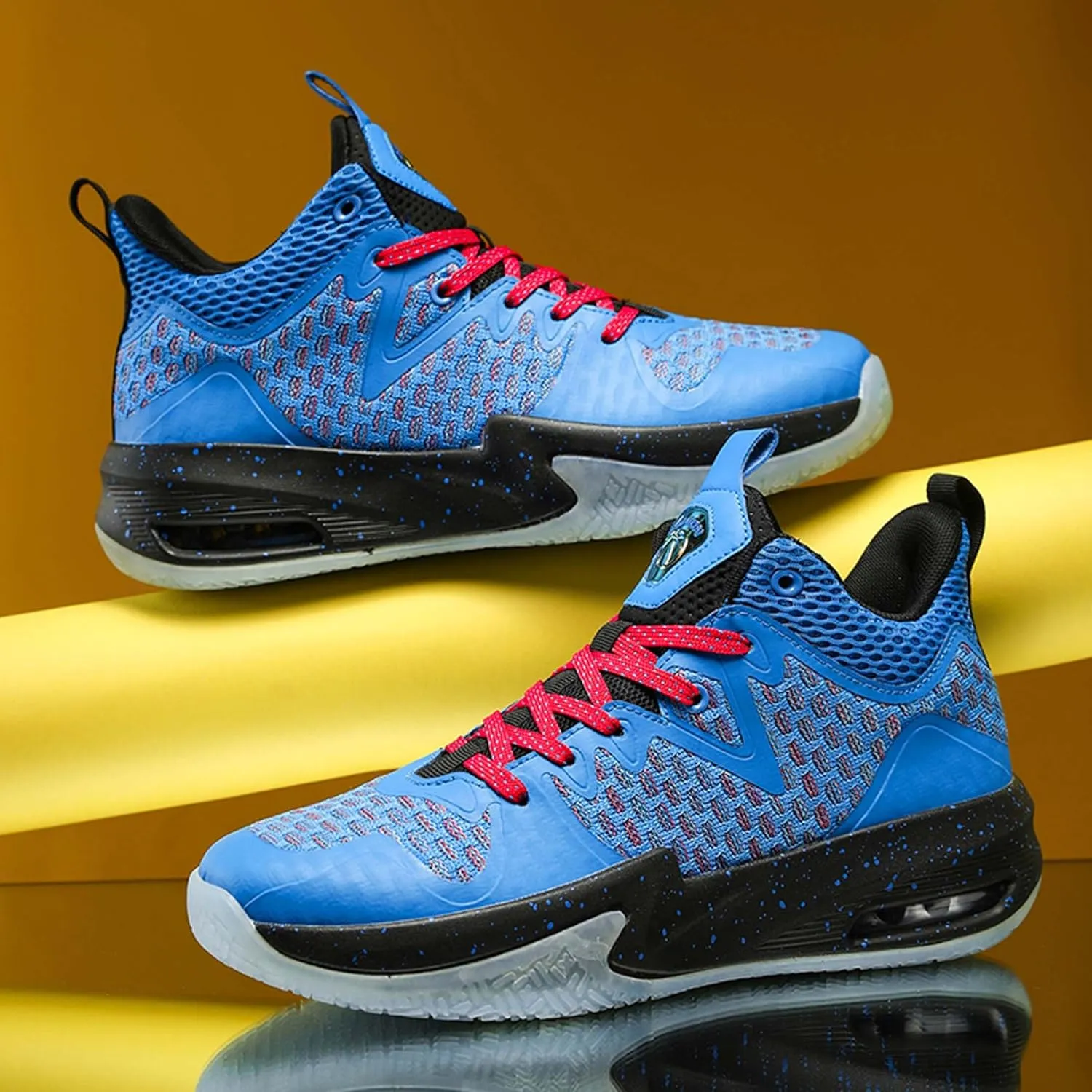 Mens White Lace Up Basketball Shoes Rubber Soles High Elasticity Running Shoes Comfortable and Breathable Badminton Sports Shoes Anti Slip and Wear Resistant Outdoor Hiking Shoes Fitness Shoes