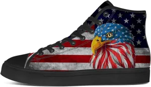 Men's Women's American Flag High Top Canvas Shoes USA Flag High Top Sneakers Lace Up Casual Shoes Gifts for Men Women
