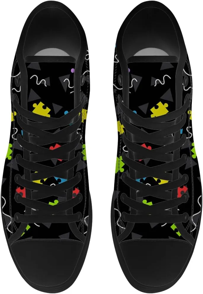 Men's Women's Autism Awareness High Top Sneakers Canvas Shoes Autism Puzzle Shoes Gifts for Men Women