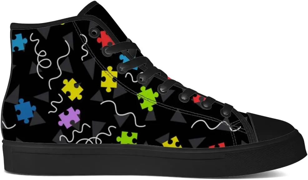 Men's Women's Autism Awareness High Top Sneakers Canvas Shoes Autism Puzzle Shoes Gifts for Men Women