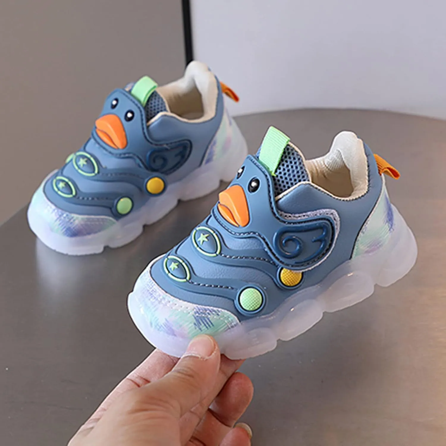 Mesh Cute Pattern Light Up Sneaker for Toddler Baby Girls Breathable Cozy Led Sport Shoes Infant First Walking Shoes