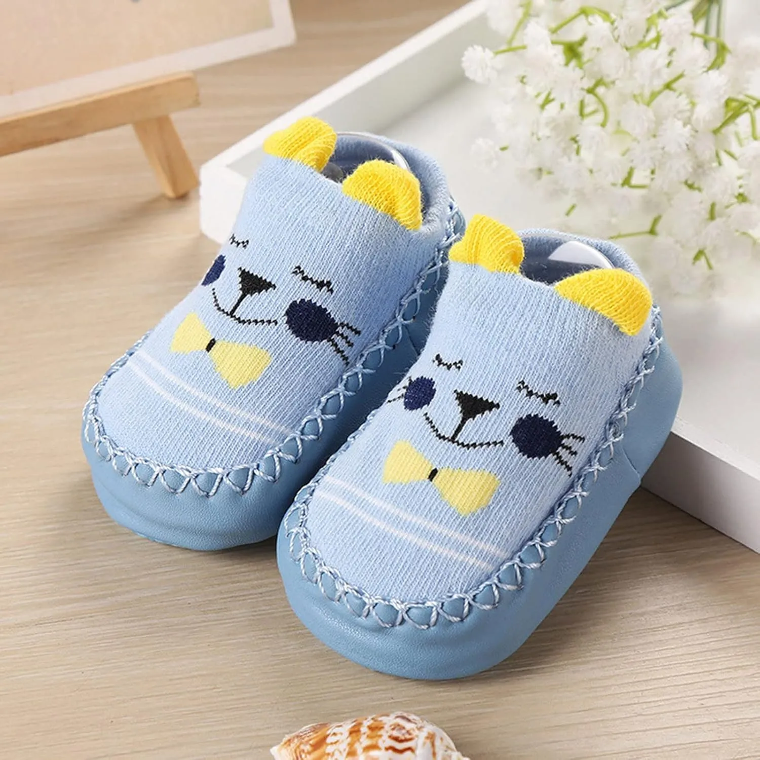 Newborn Baby Boys Girls Cartoon Ears Floor Socks Non Slip Baby Step Shoes Socks Infants Shoes
