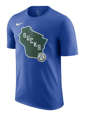 Nike 2024-25 City Edition Royal Essential Logo Milwaukee Bucks T-Shirt
