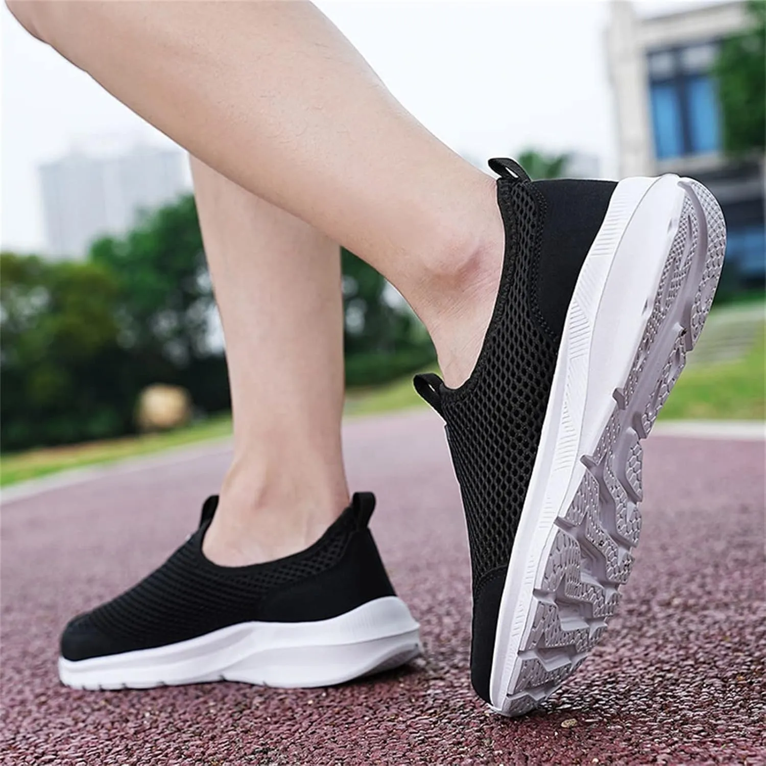 Non Slip Work Sport Shoes for Men Lace Up Lightweight Breathable Fashion Sneaker Arch Support Plantar Fasciitis