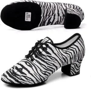 ONAIC Women's Ballroom Practice Shoes Lace-Up Modern Salsa Dance Shoes Performence Latin Dance Shoes