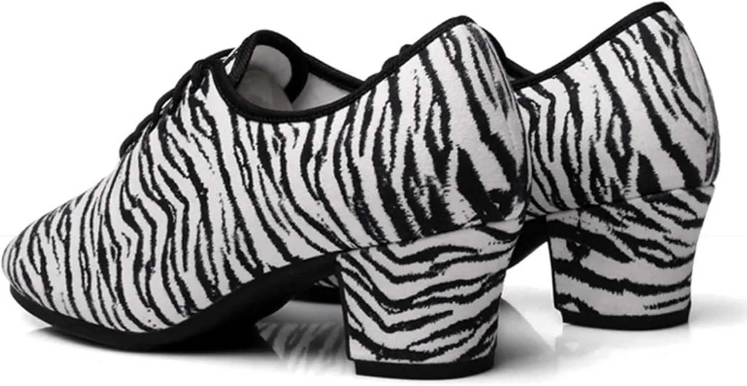 ONAIC Women's Ballroom Practice Shoes Lace-Up Modern Salsa Dance Shoes Performence Latin Dance Shoes