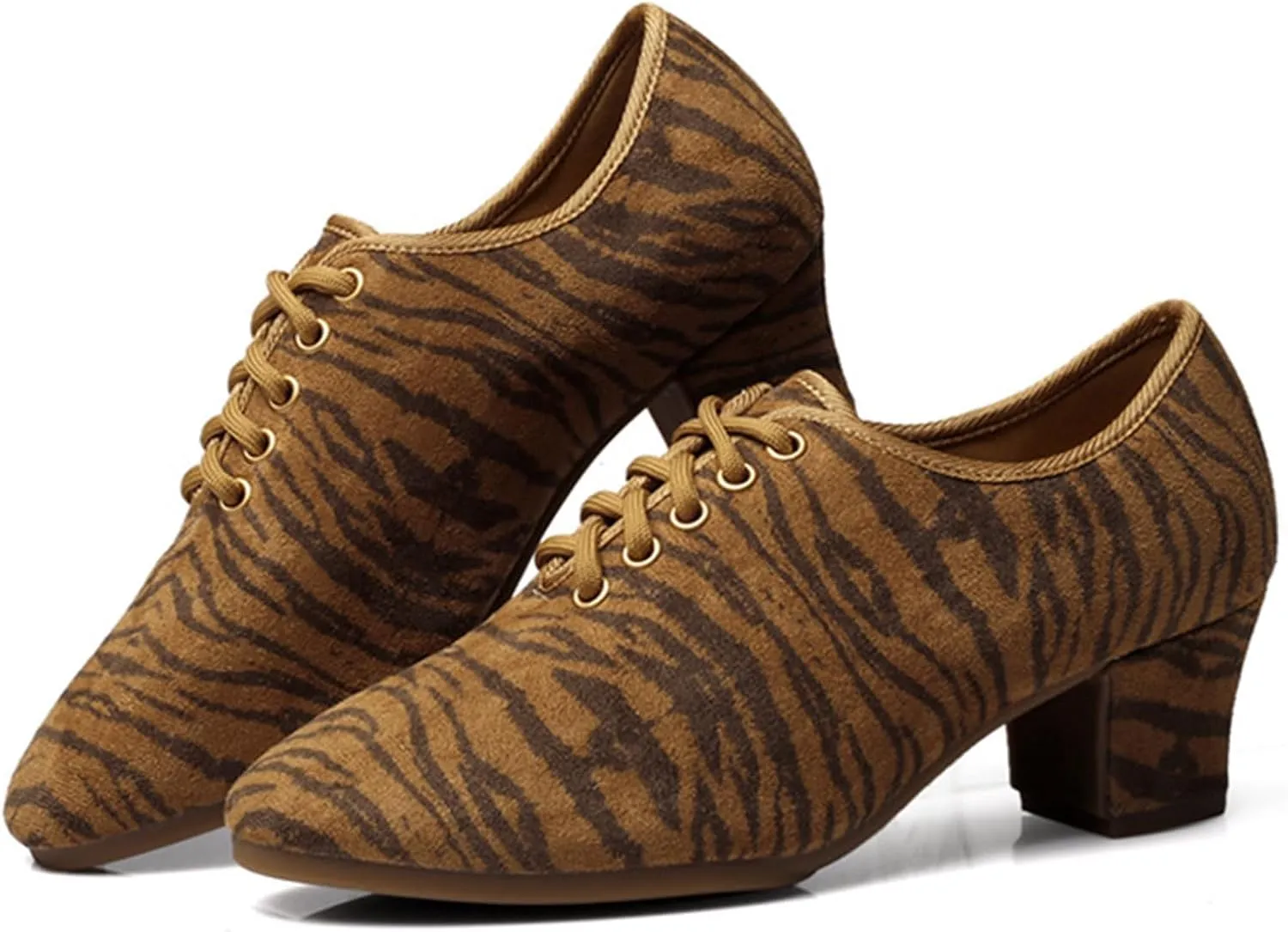 ONAIC Women's Ballroom Practice Shoes Lace-Up Modern Salsa Dance Shoes Performence Latin Dance Shoes
