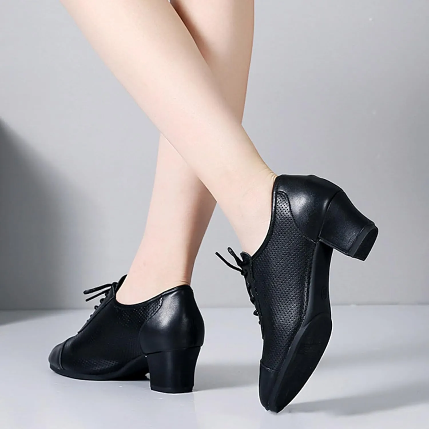 ONAIC Women's Ballroom Practice Shoes Lace-Up Modern Salsa Teaching Shoes Latin Rhythm Dance Shoes
