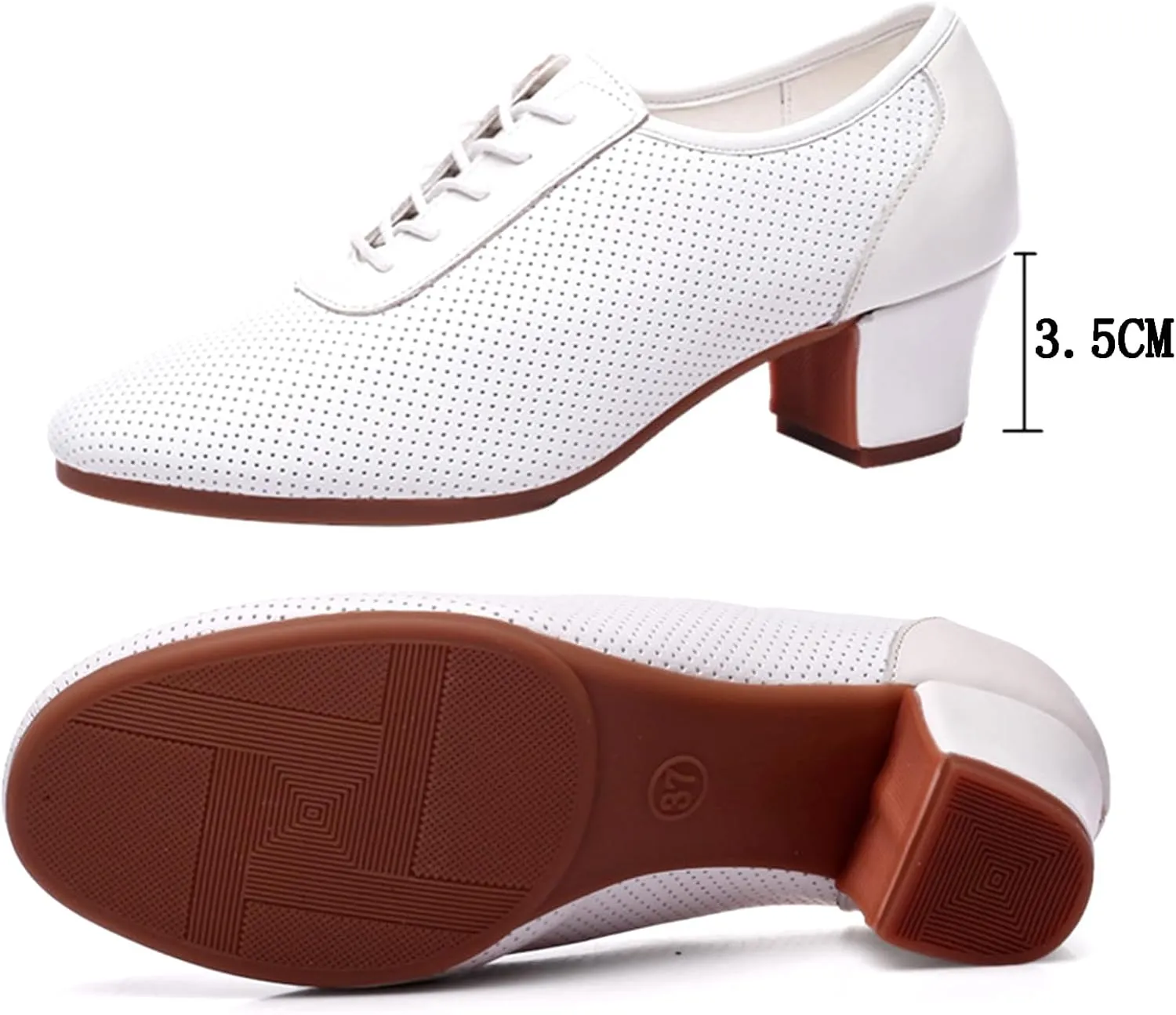 ONAIC Women's Latin Dance Shoes Lace-Up Leather Ballroom Modern Shoes Professional Performance Dance Shoes
