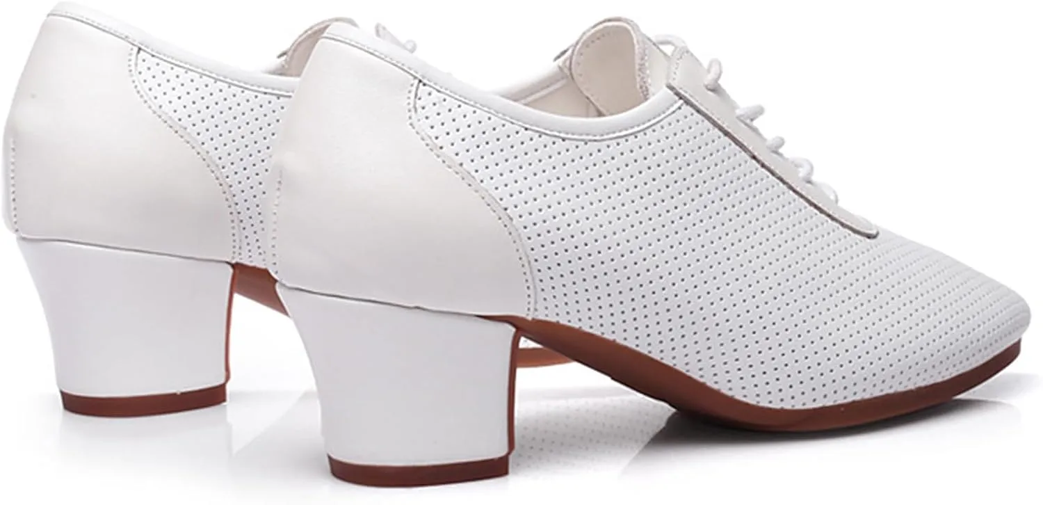 ONAIC Women's Latin Dance Shoes Lace-Up Leather Ballroom Modern Shoes Professional Performance Dance Shoes