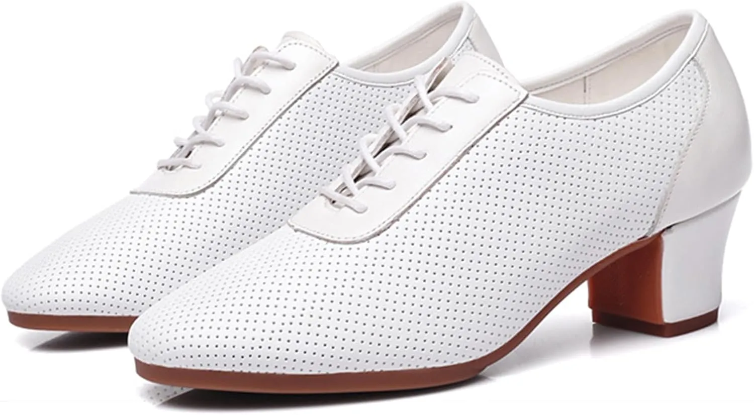 ONAIC Women's Latin Dance Shoes Lace-Up Leather Ballroom Modern Shoes Professional Performance Dance Shoes