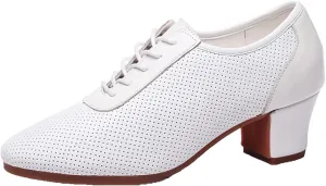 ONAIC Women's Latin Dance Shoes Lace-Up Leather Ballroom Modern Shoes Professional Performance Dance Shoes