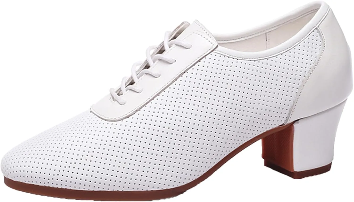 ONAIC Women's Latin Dance Shoes Lace-Up Leather Ballroom Modern Shoes Professional Performance Dance Shoes