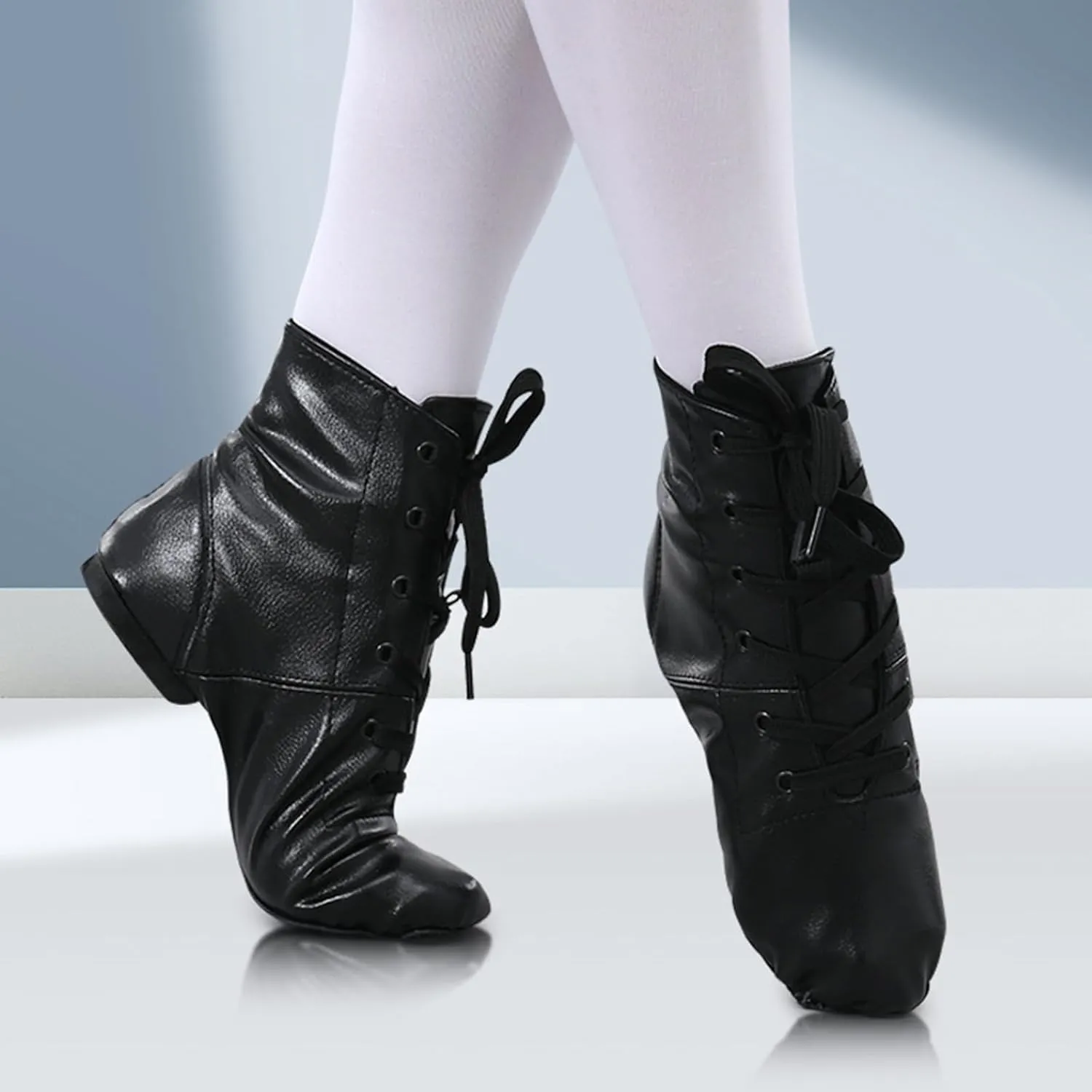 ONAIC Womens Practice Dance Shoes Ballroom Shoes Leather Ankle Boots Latin Salsa Platform Shoes Lace-Up Modern Shoes