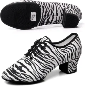 ONAIC Womens Standard Ballroom Dance Shoes Lace Up Practice Latin Dance Shoes Breathable Modern Salsa Dance Performance Shoes