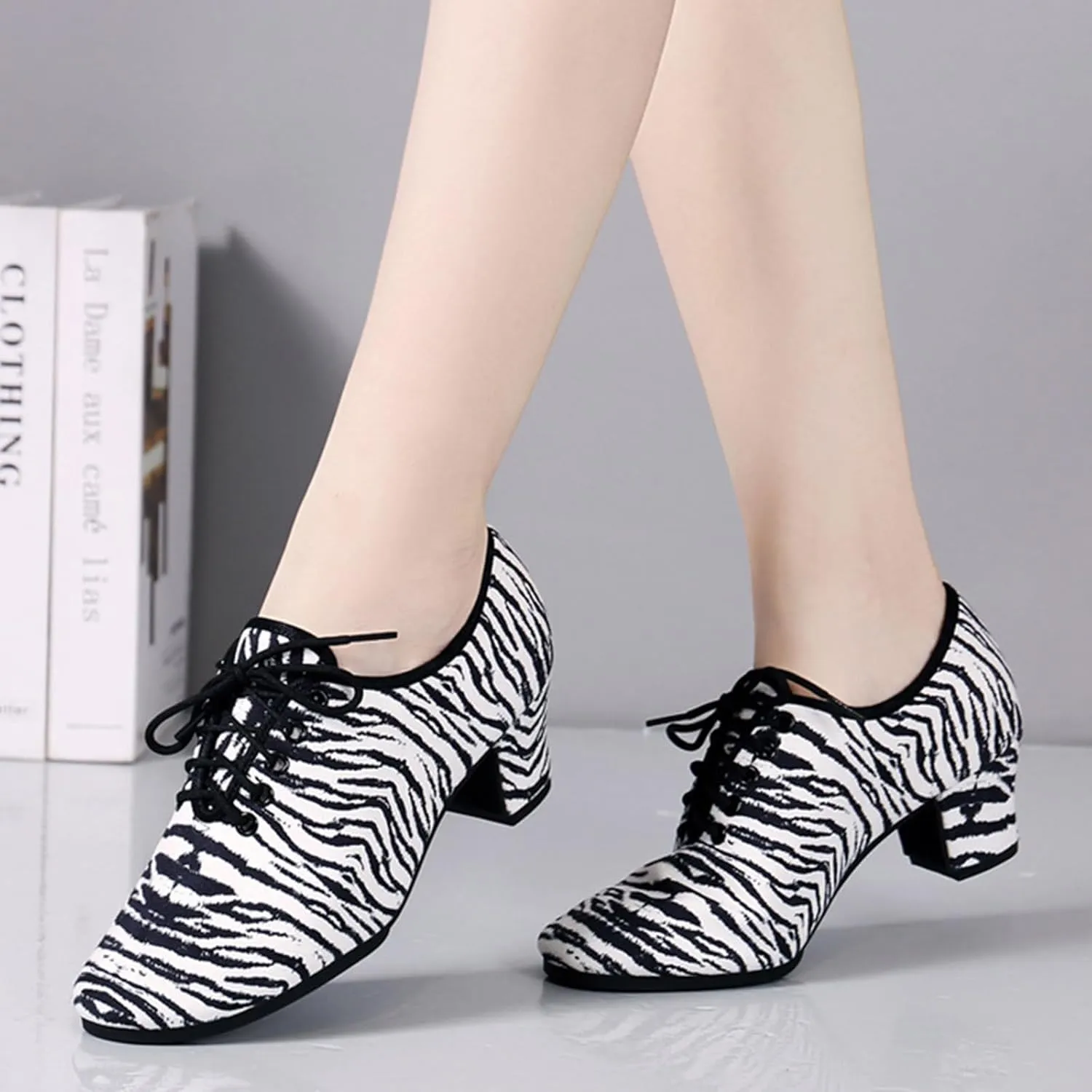 ONAIC Womens Standard Ballroom Dance Shoes Lace Up Practice Latin Dance Shoes Breathable Modern Salsa Dance Performance Shoes