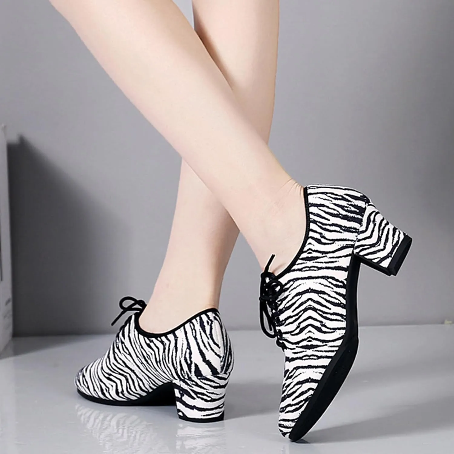 ONAIC Womens Standard Ballroom Dance Shoes Lace Up Practice Latin Dance Shoes Breathable Modern Salsa Dance Performance Shoes