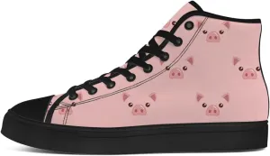 Pig Shoes High Top Canvas Sneakers Lace Up Casual Walking Shoes Gifts for Men Women