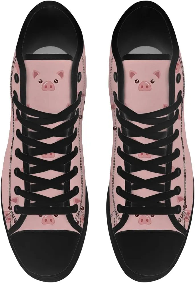 Pig Shoes High Top Canvas Sneakers Lace Up Casual Walking Shoes Gifts for Men Women