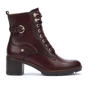Pikolinos Llanes W7H-8510 Ladies Caoba Brown Leather Zip & Lace Ankle Boots