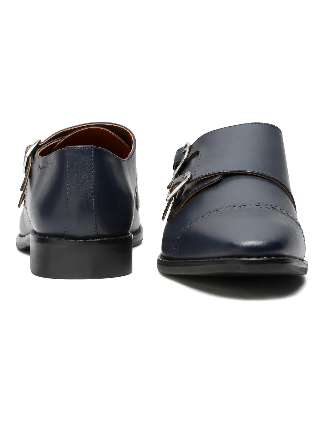 Prussian Blue Italian Leather Double Monk Strap Shoes