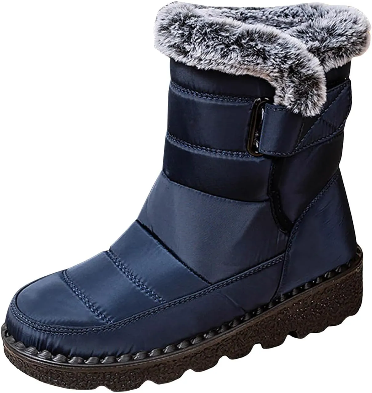Rain Cloth Water Proof Insulated Boots for Men Plus Velvet Warm Mid Calf Boots Thick Bottom Non Slip Snow Tall Lug Boots
