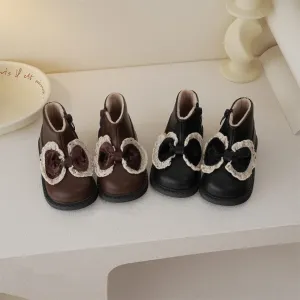 Retro Bow Winter Fleece Martin Boots