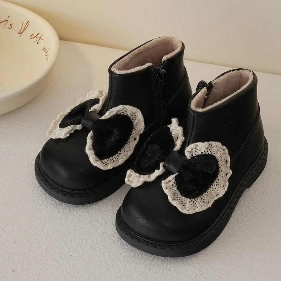 Retro Bow Winter Fleece Martin Boots