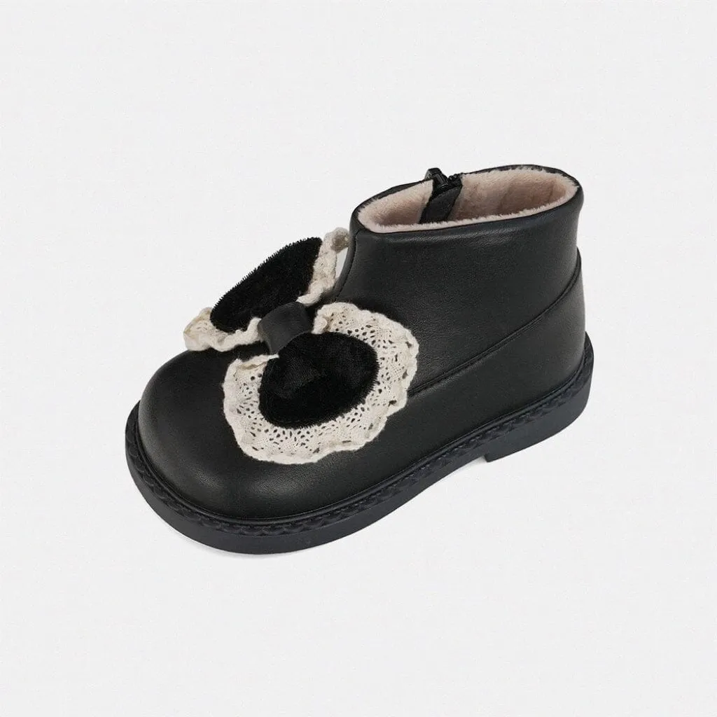 Retro Bow Winter Fleece Martin Boots