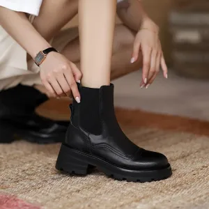 Retro Thick-heeled Martin Boots Women's Short Boots Thick-soled Round Toe