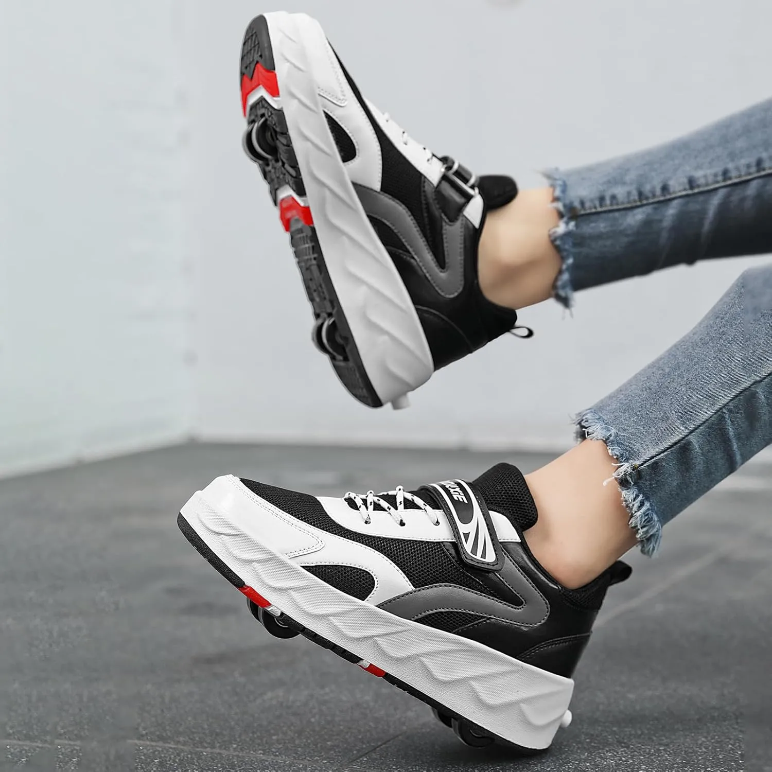 Roller Skate Shoes for Boys Girls Detachable Skate Shoes with Wheels Fashion Sneaker for Kids Christmas Birthday Show Gift