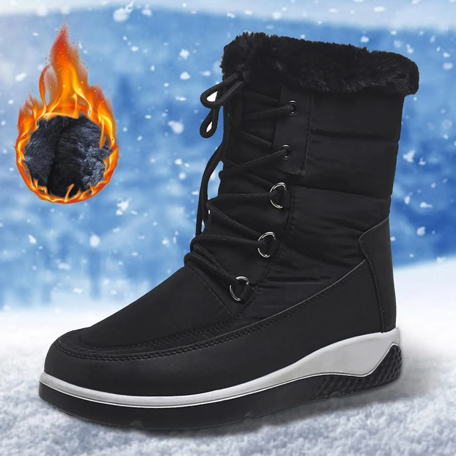SBGMoSJ Waterproof Winter Boots Women Zipper Womens Winter Boots Waterproof Zipper Fuzzy Knee High Winter Boots for Women Women's Winter Boots Winter Dress Boot for Women 2023