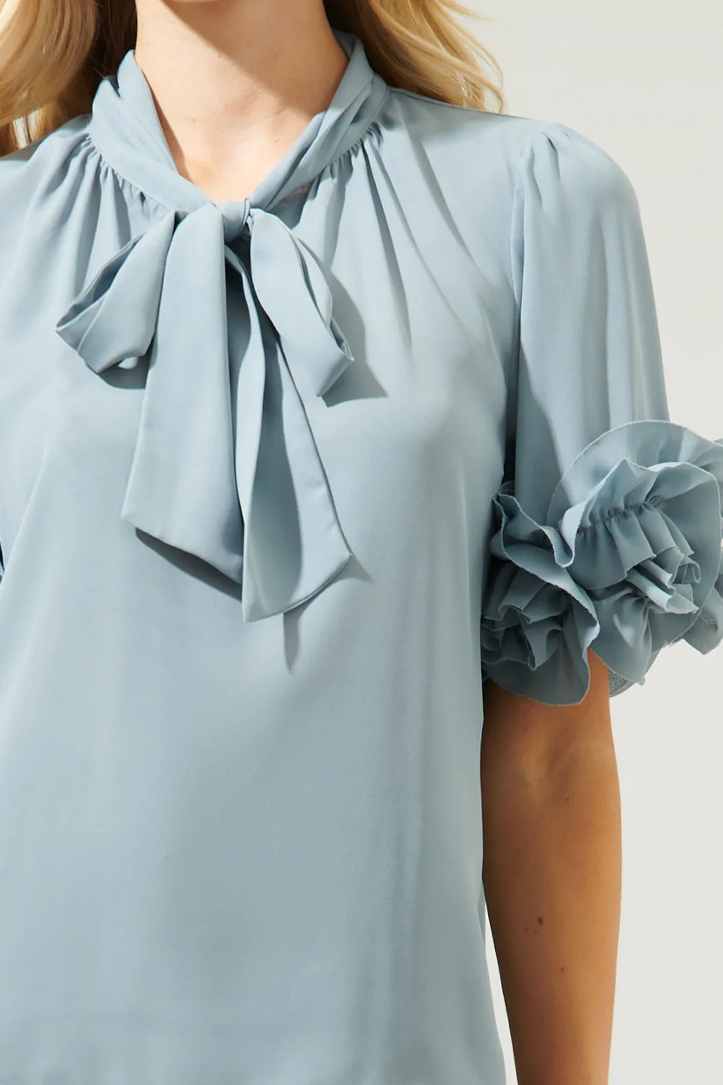 Sea Mist Lida Tie Neck Top