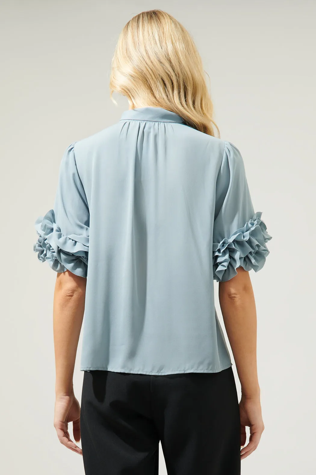 Sea Mist Lida Tie Neck Top