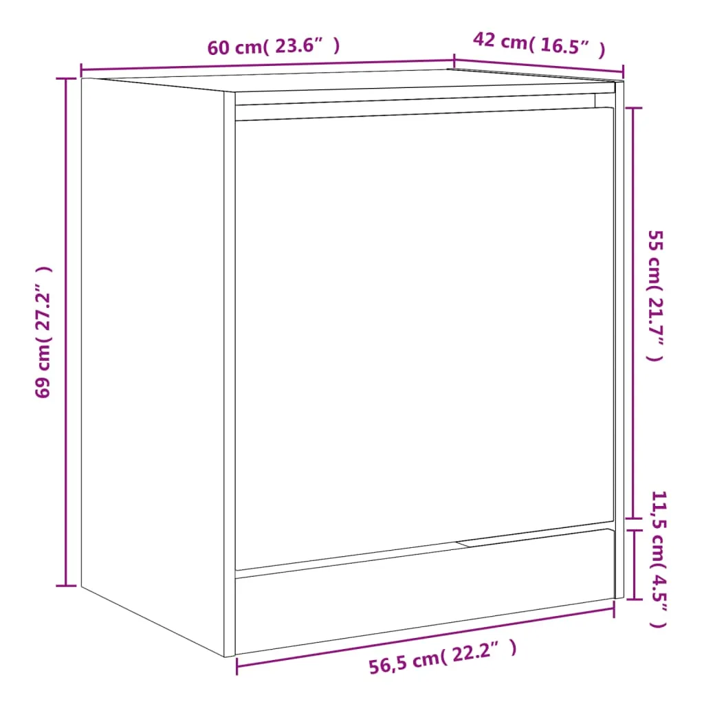 Shoe Cabinet Grey Sonoma 60x42x69 cm Engineered Wood