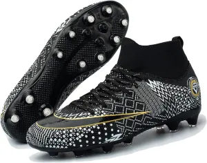 Soccer Cleats Mens,Casual High-top Lace-up Youth Football Cleats,Comfortable Non-Slip Fg/Ag Turf Soccer Shoes Men,for Soccer Cleats Boys/Training