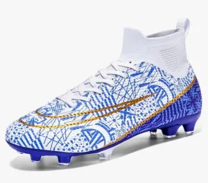 Soccer Turf Boots Youth's Football Cleat Comfortable Cleats Soccer Shoes for Youth Outdoor/Indoor Blue Adult US Size 5.5 EU 38