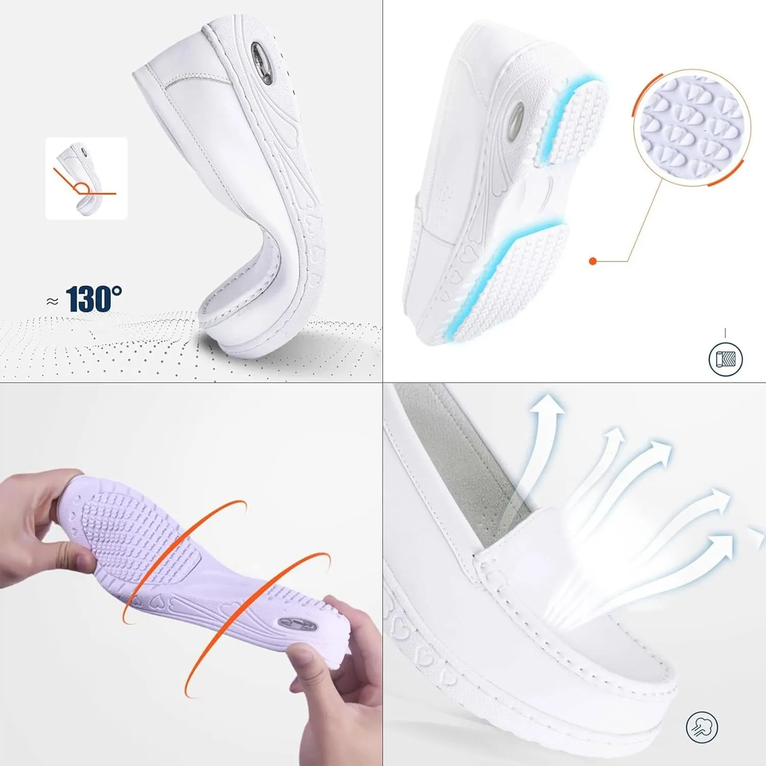 Step-in Healthcare Nurse Shoes,Comfortable Oil and Slip-Resistant Chef Work Shoes for Women Food Service,Breathable Loafers Nursing Shoes Women,for Medical Workers/Kitchen