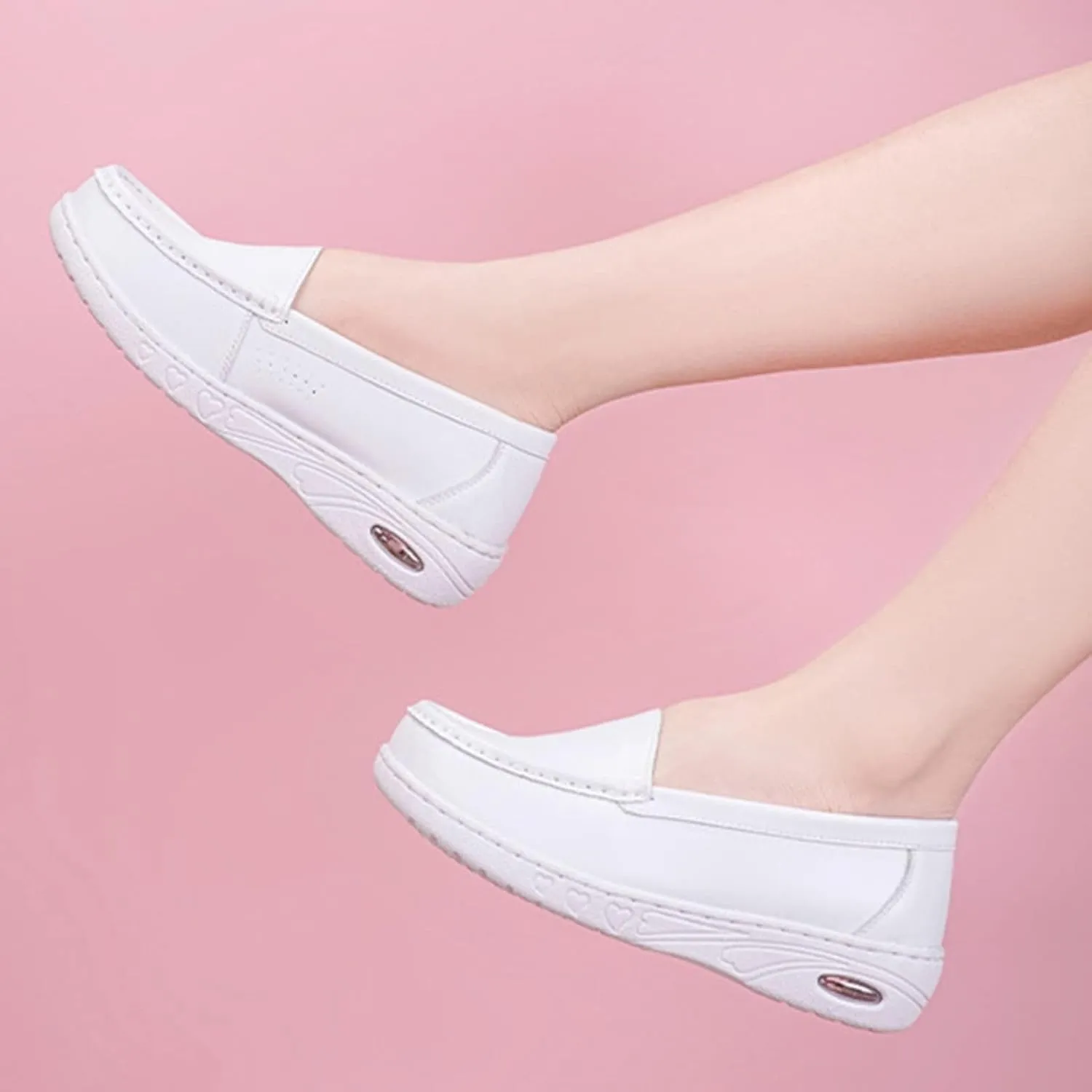 Step-in Healthcare Nurse Shoes,Comfortable Oil and Slip-Resistant Chef Work Shoes for Women Food Service,Breathable Loafers Nursing Shoes Women,for Medical Workers/Kitchen