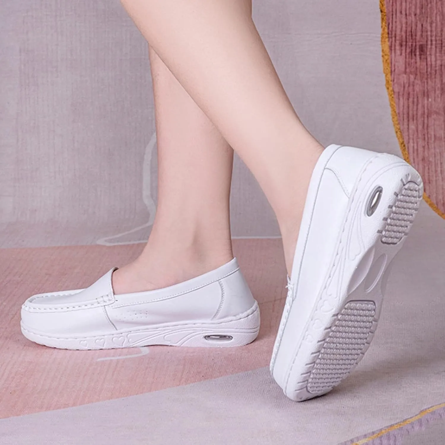 Step-in Healthcare Nurse Shoes,Comfortable Oil and Slip-Resistant Chef Work Shoes for Women Food Service,Breathable Loafers Nursing Shoes Women,for Medical Workers/Kitchen