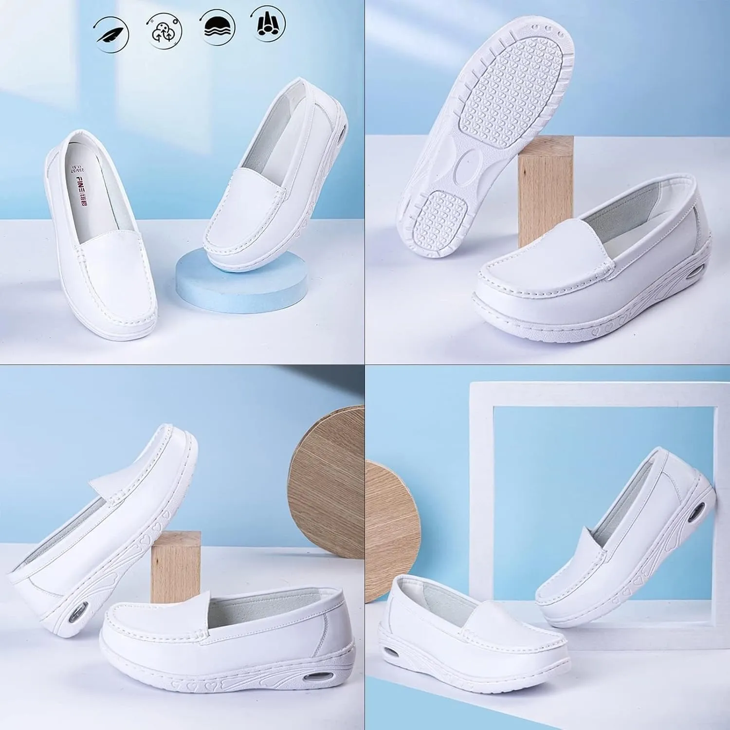 Step-in Healthcare Nurse Shoes,Comfortable Oil and Slip-Resistant Chef Work Shoes for Women Food Service,Breathable Loafers Nursing Shoes Women,for Medical Workers/Kitchen