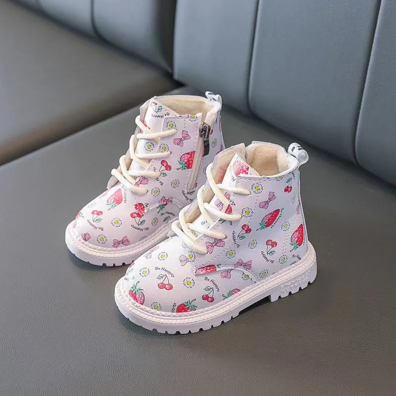 Sweet Strawberry Fleece Martin Boots