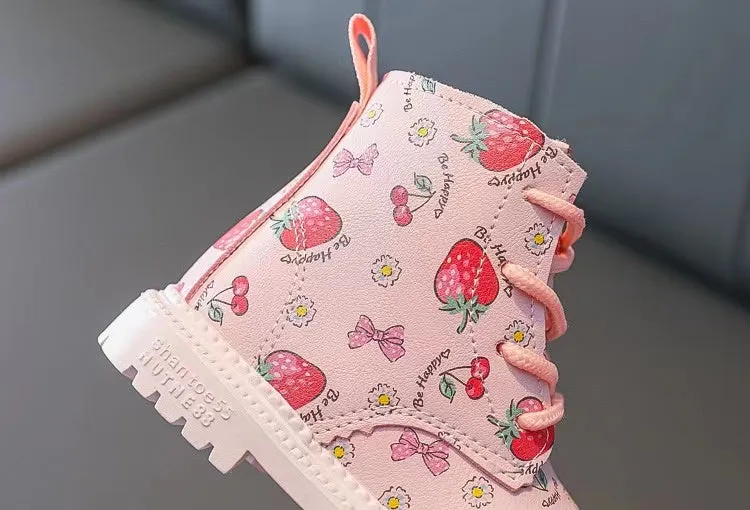 Sweet Strawberry Fleece Martin Boots