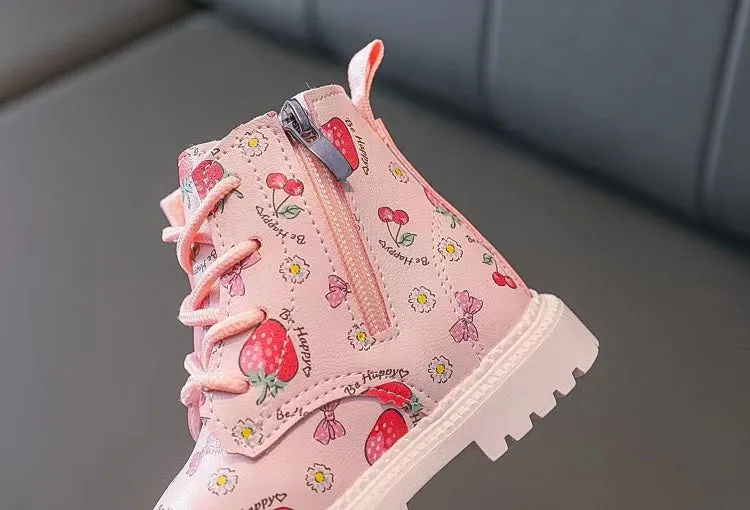 Sweet Strawberry Fleece Martin Boots