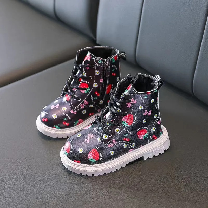 Sweet Strawberry Fleece Martin Boots