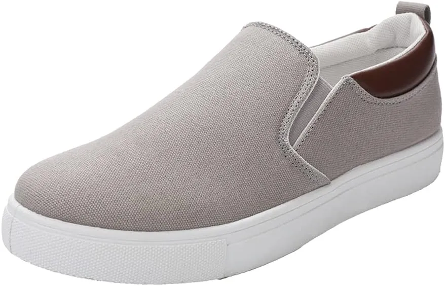 tazimall Men's Large Size Canvas Shoes, Slip on Flat Loafers